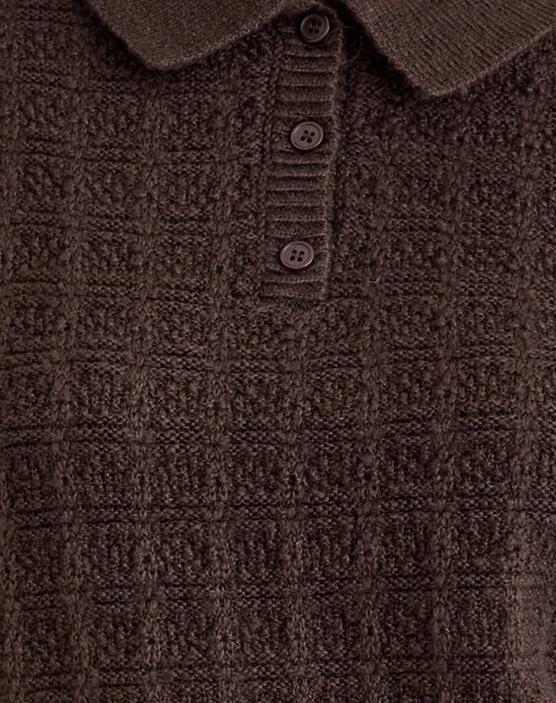 Pull en tricot Dalina à carreaux marron