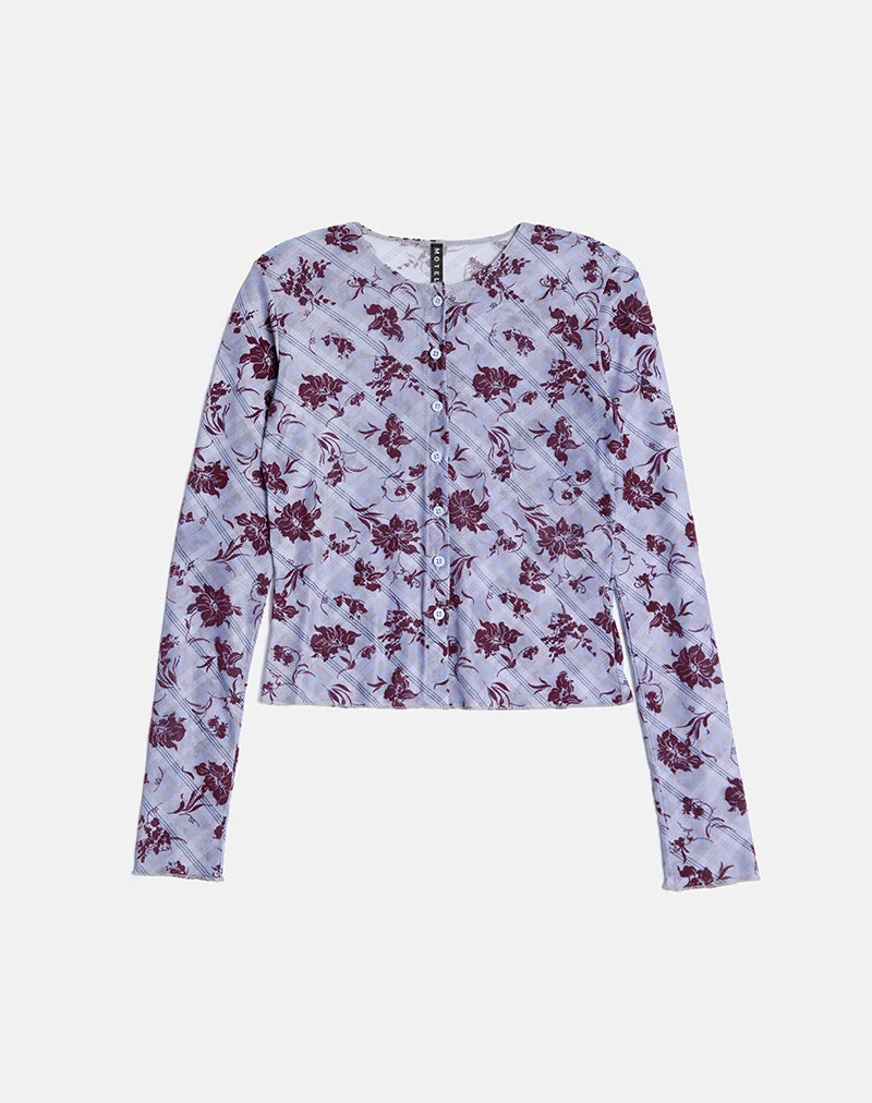 Top Kahula en Lotus Flock Check Lavender