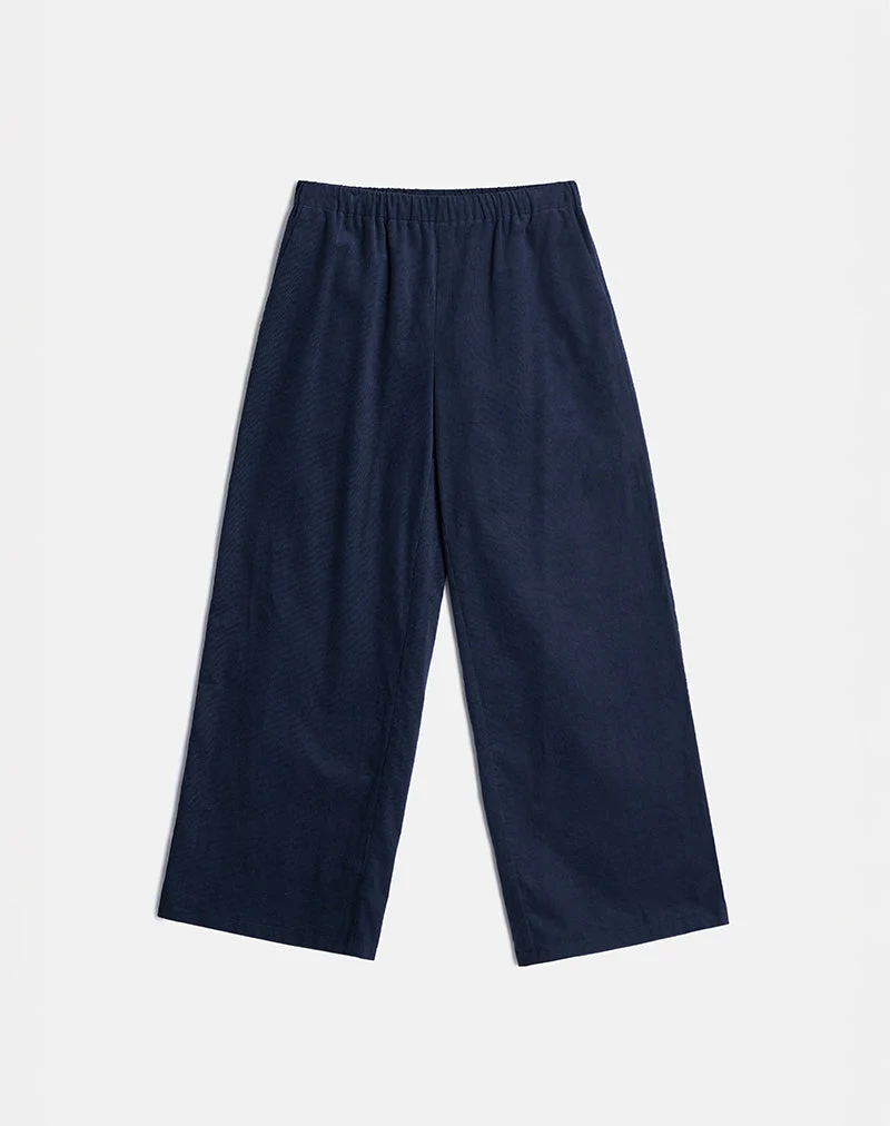 Pantalon à ceinture Sasiya en velours côtelé marine