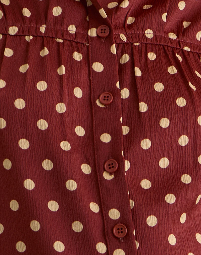 Ulsan - Chemise cintrée en rouge brûlé avec imprimé à pois