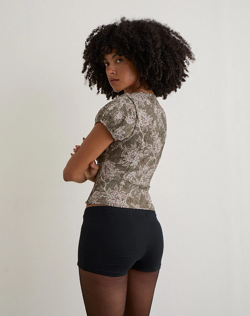 Chemisier Yakova en tissu floral vert