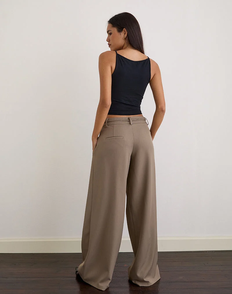 Pantalon Rivela à taille nouée, taupe