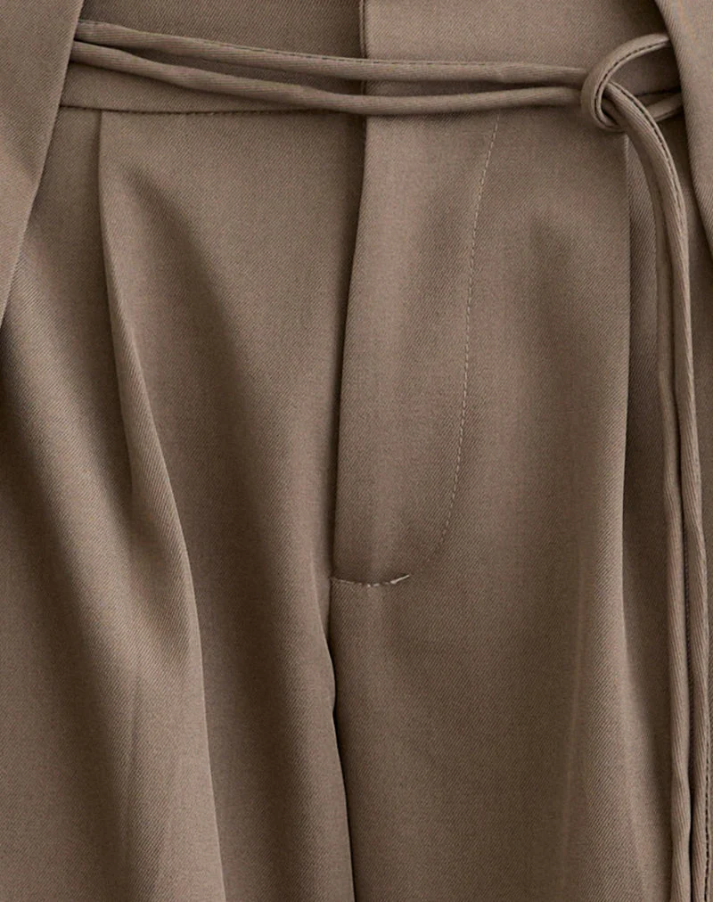 Pantalon Rivela à taille nouée, taupe
