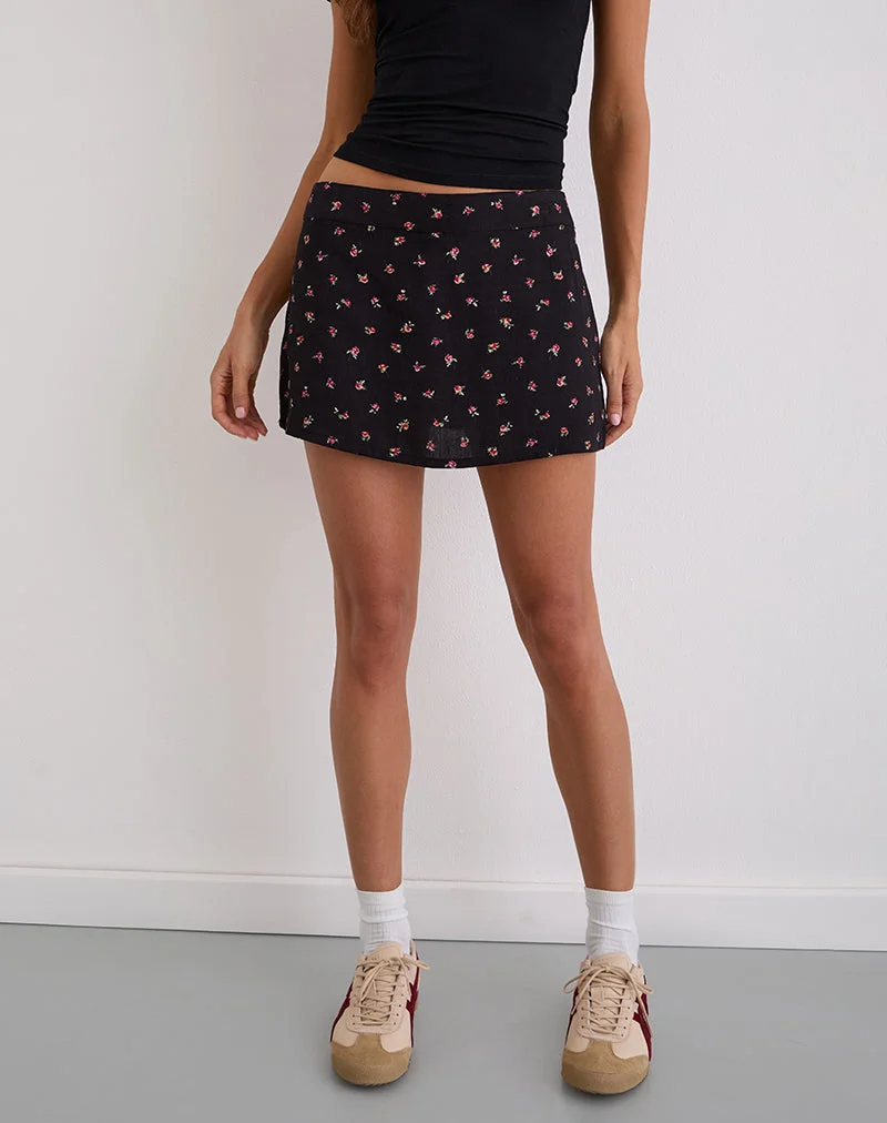 Jupe-culotte Haruto, Ditsy Rose Garden Black