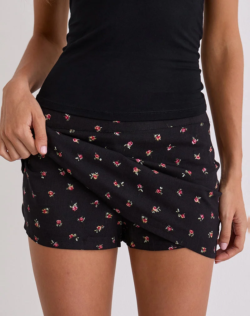 Jupe-culotte Haruto, Ditsy Rose Garden Black