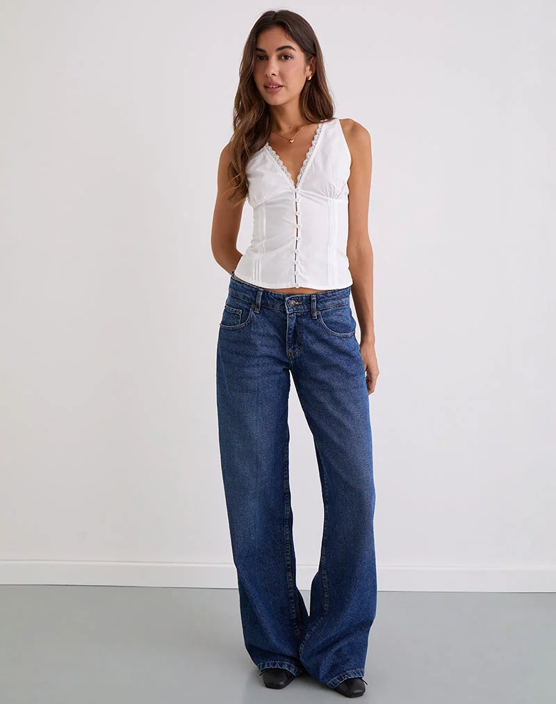 Haut corset à col en V Lasily, blanc