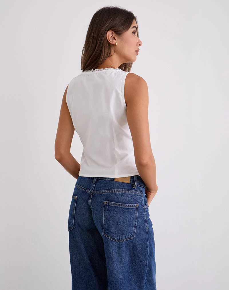 Haut corset à col en V Lasily, blanc