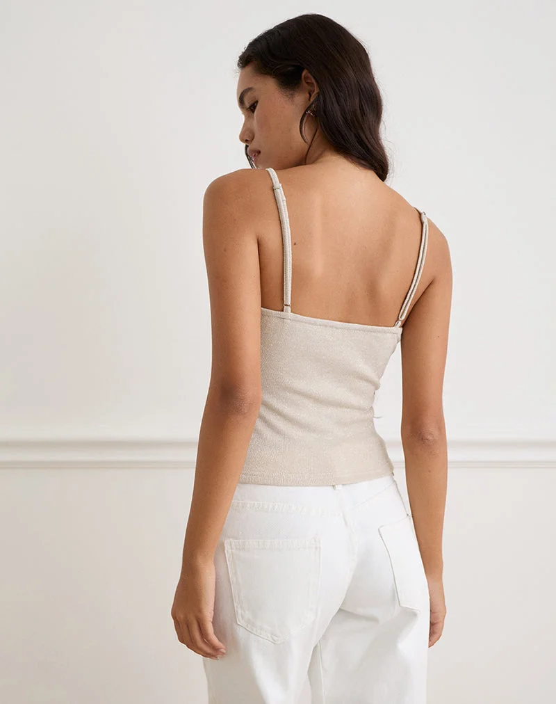 Jalari Eyelet Cami Top in Knit Oatmeal