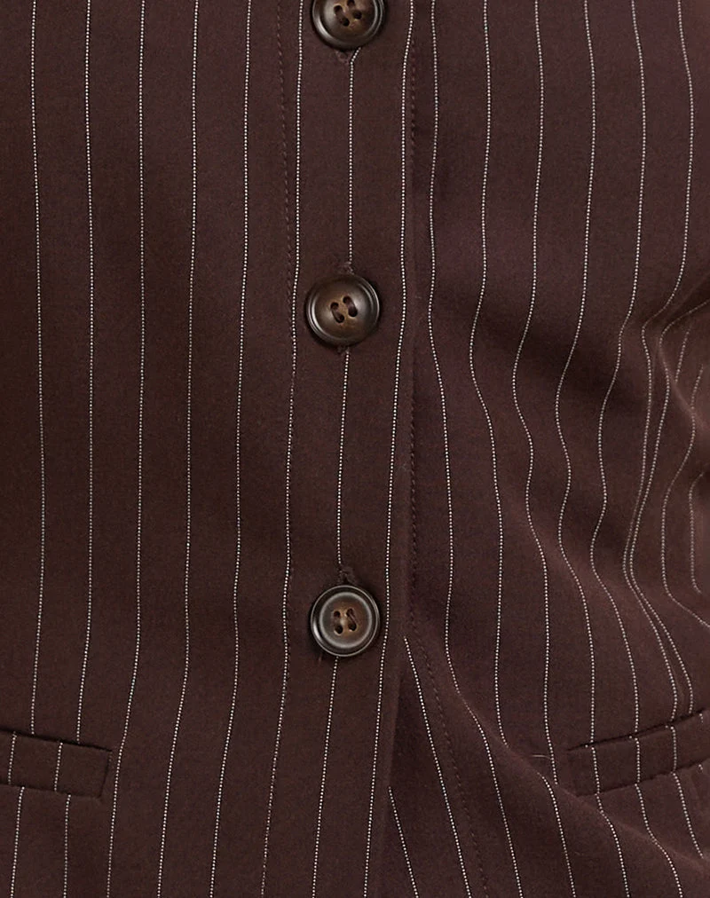 Gilet Ganita à rayures marron foncé