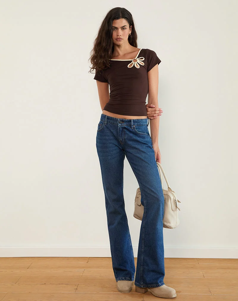 Bunga Flower Cut Out Top en chocolat amer avec reliure au citron