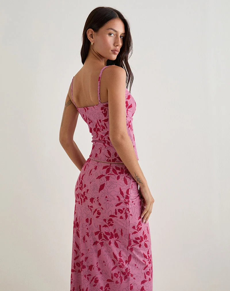 Lotus Cami Top in Stencil Flower Pink