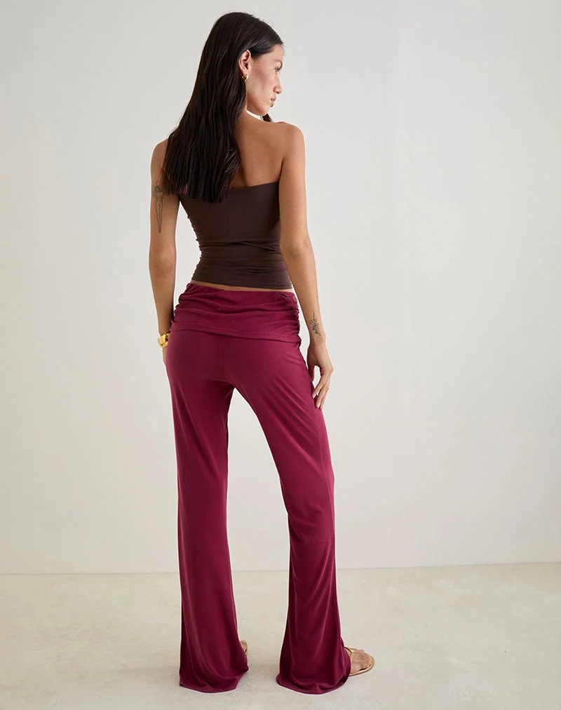 Pantalon à taille basse Jacita en Cupro Bourgogne