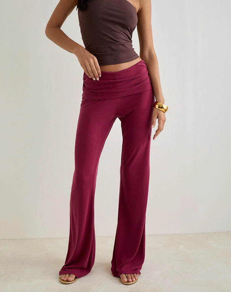 Pantalon à taille basse Jacita en Cupro Bourgogne