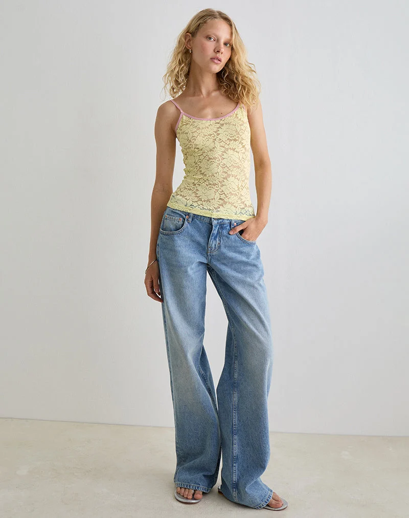 Redum Cami Top in Yellow Lace