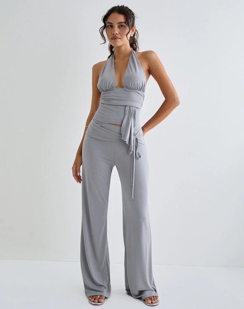 Pantalon Donata en gris avec ceinture