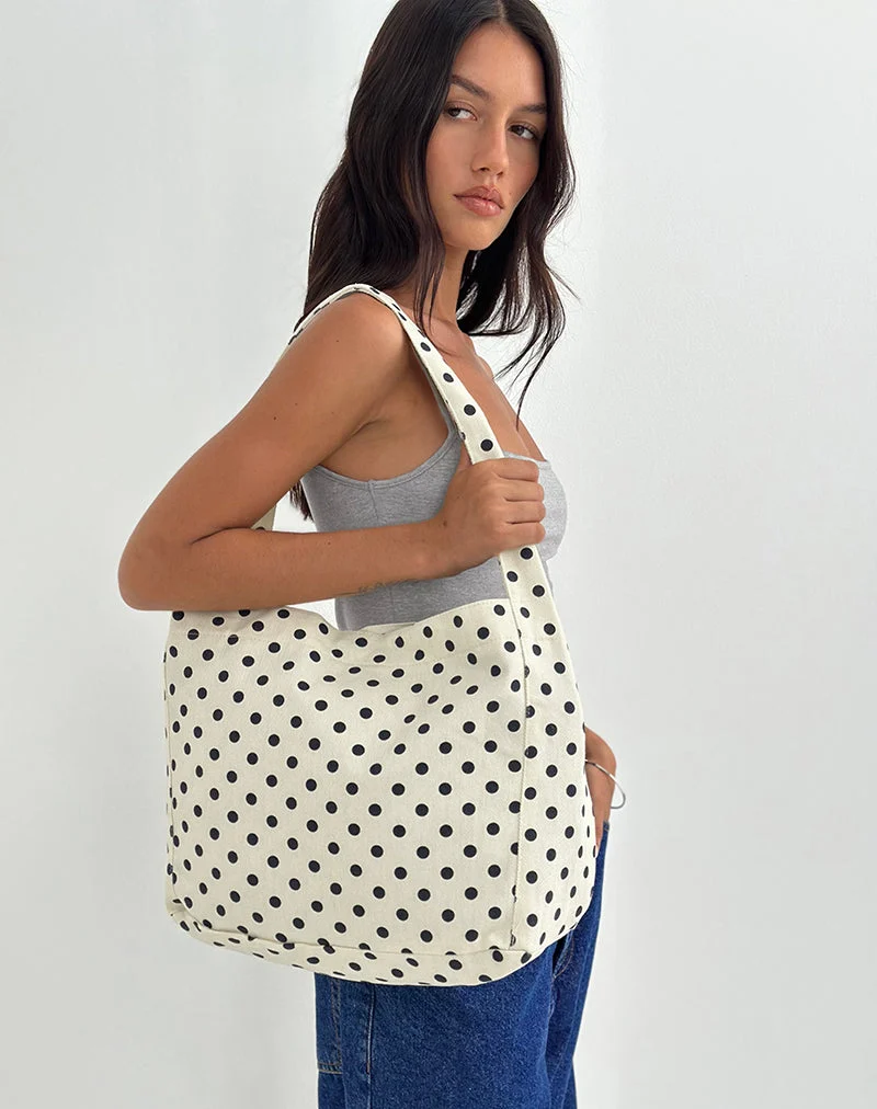 Sac en sergé à pois Sota en blanc et noir
