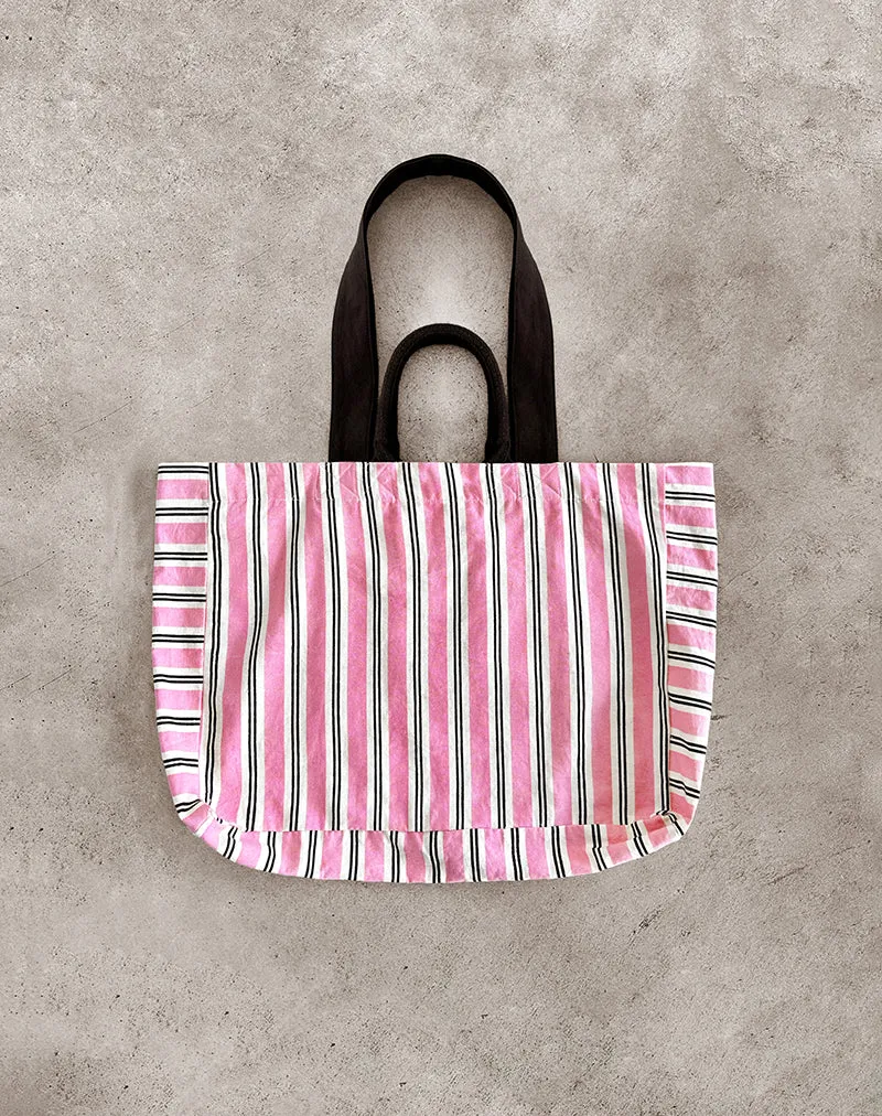 Sac de plage en rose rayé