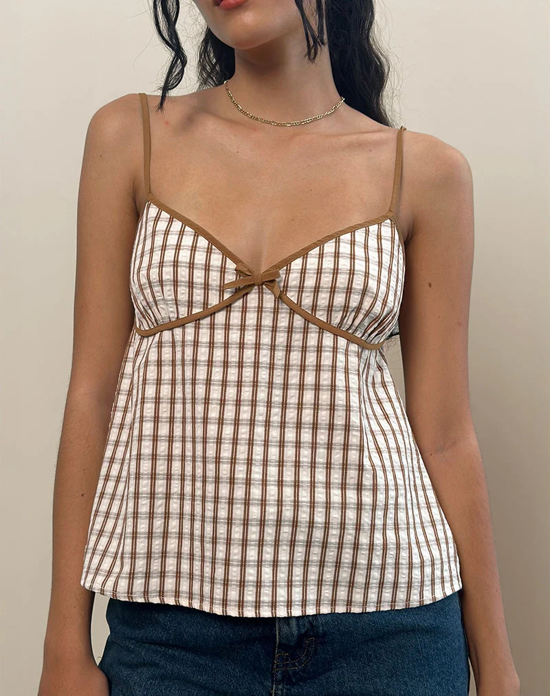 Milota Cami Top in Brown Check