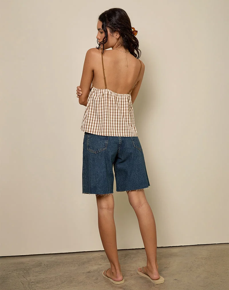 Milota Cami Top in Brown Check