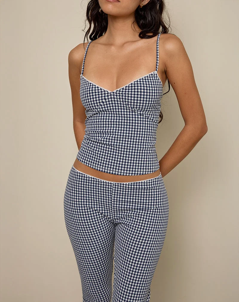 Gaika Cami Top in Seersucker Gingham Navy