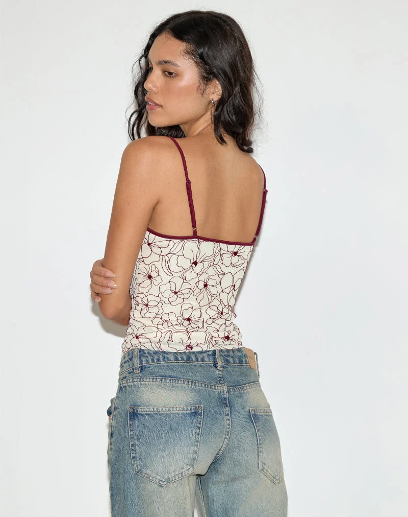 Barlyn Cami Top in Line Flower Cream