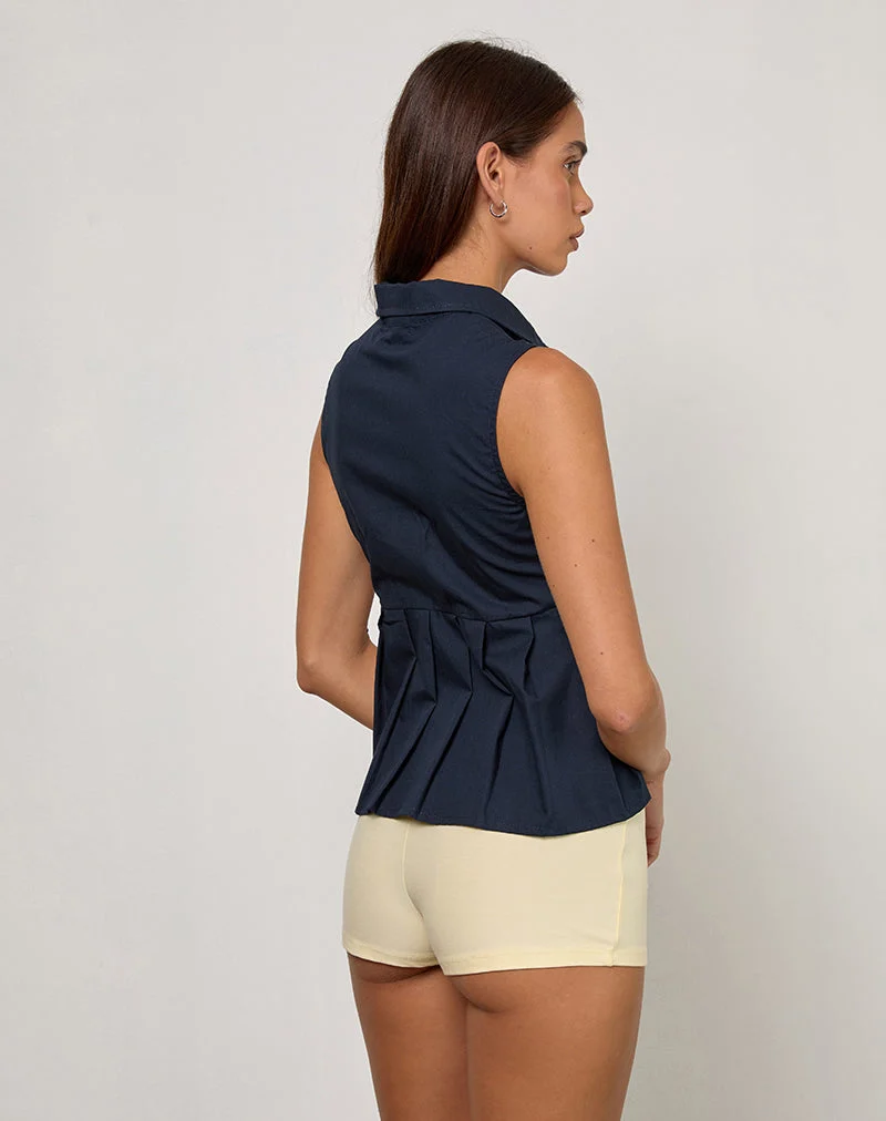 Polo à plis Yaden en popeline marine foncée