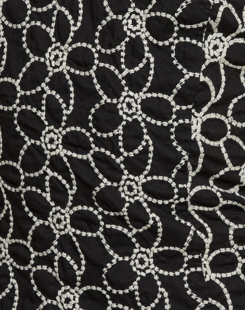 Florina Cami Top in Embroidery Flower Black