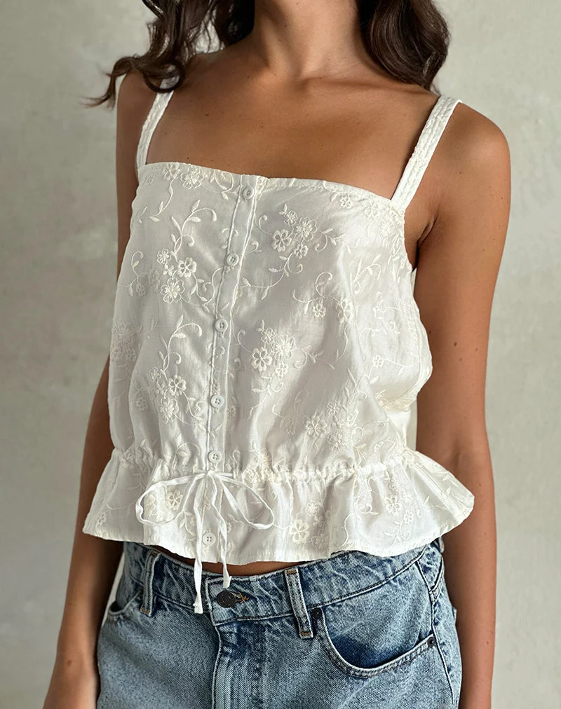 Top Zaraku en Fresia Broderie Ivoire