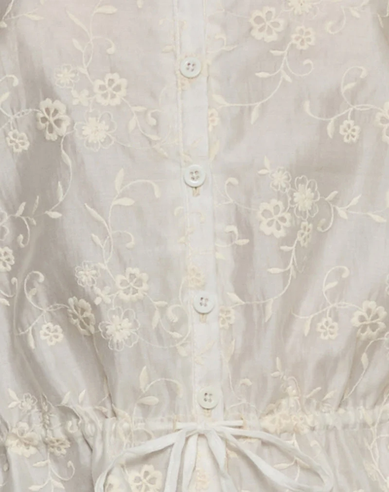 Top Zaraku en Fresia Broderie Ivoire