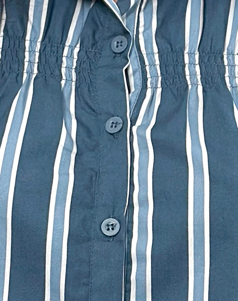 Ulsan - Chemise cintrée en popeline à rayures formelles - Marine