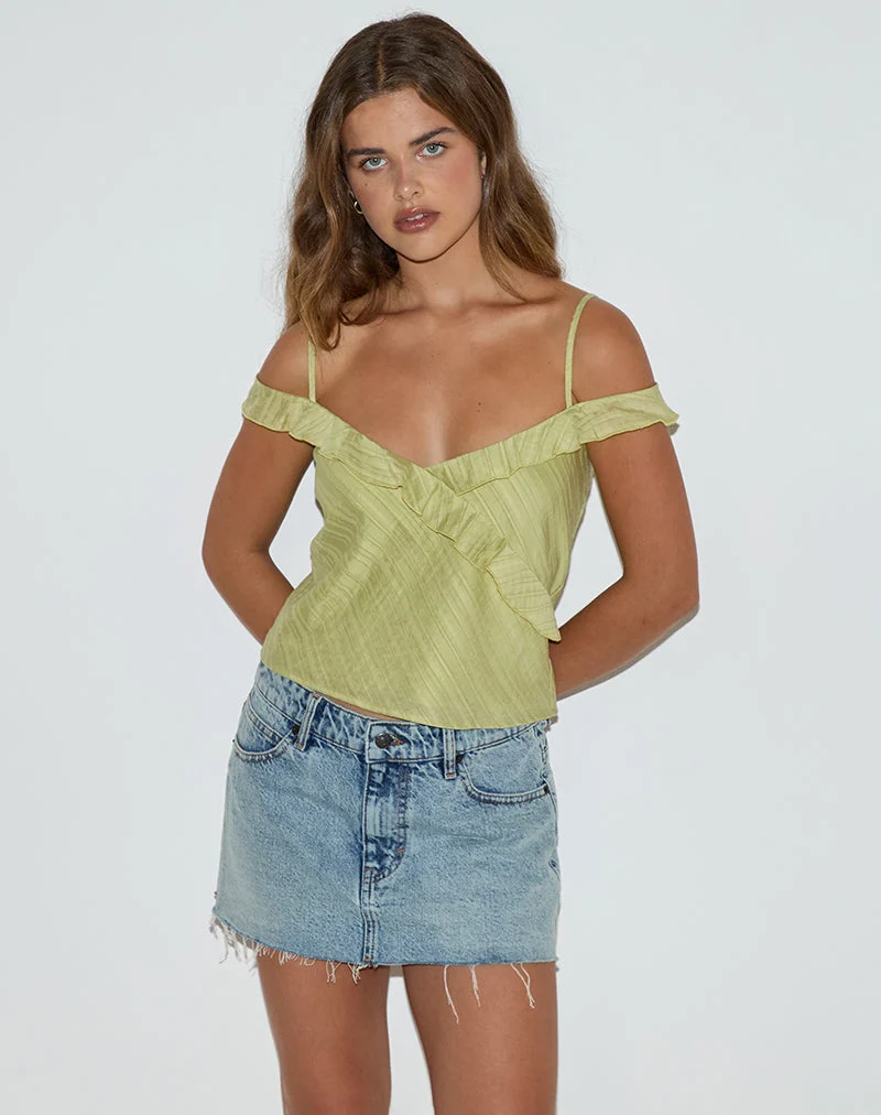Savira Top in Chiffon Stripe Green
