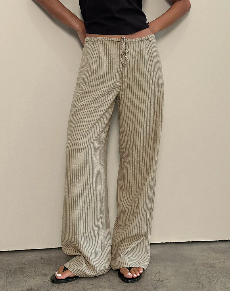 Pantalon Juria à rayures kaki neutre