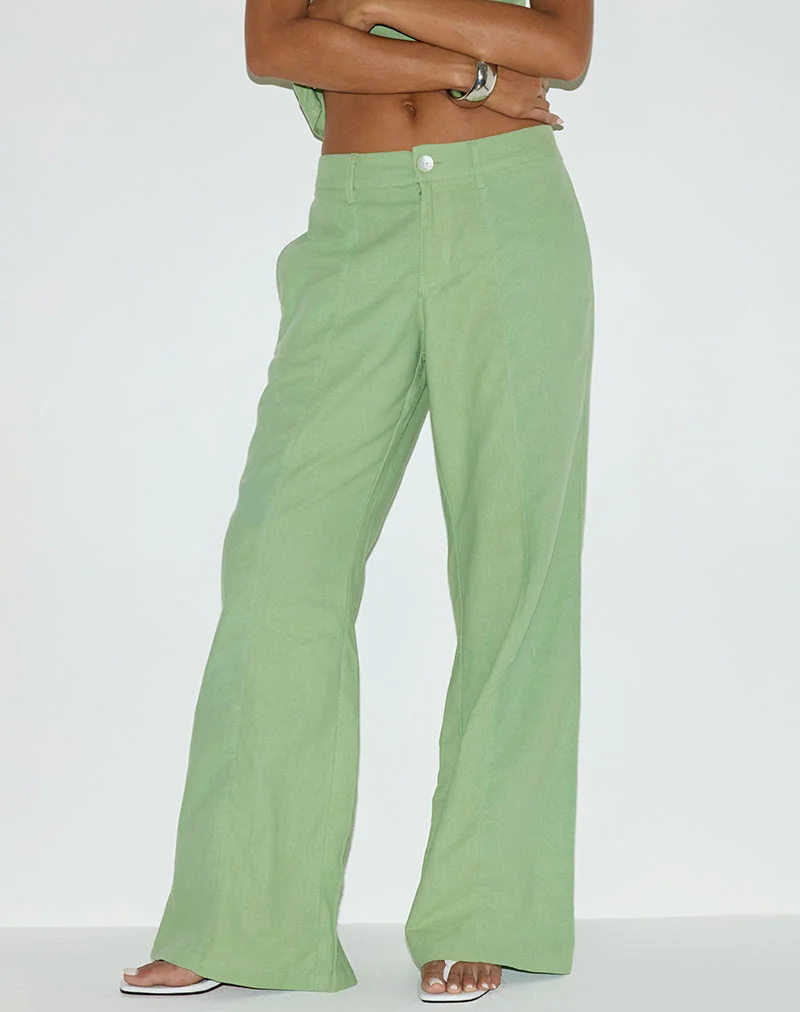 Pantalon Saucy, lin, vert menthe