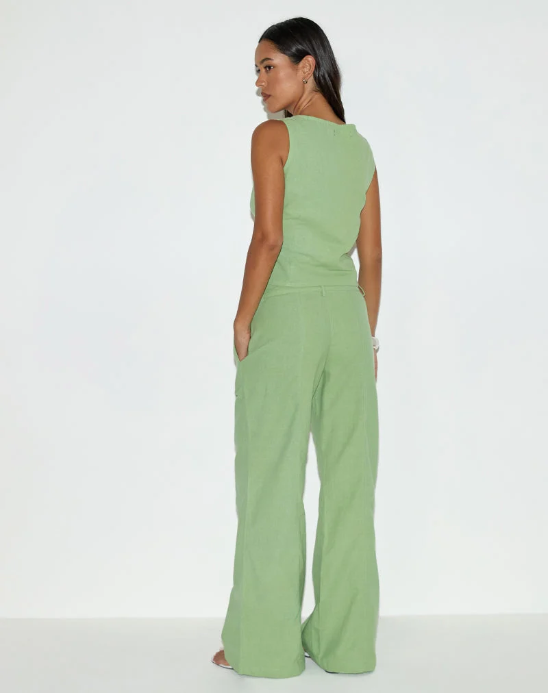 Pantalon Saucy, lin, vert menthe