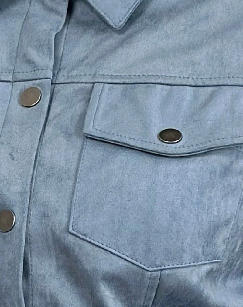 Veste Fyodora en daim bleu poussière