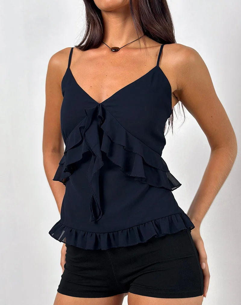 Nehla Cami Top in Chiffon Blue Graphite