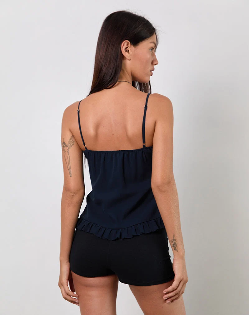 Nehla Cami Top in Chiffon Blue Graphite