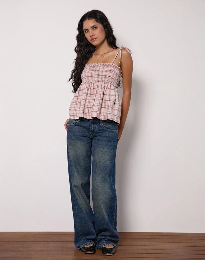 Zerah Top in Basic Tartan Pink