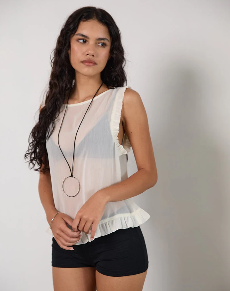 Loire Frill Unlined Top in Ivory