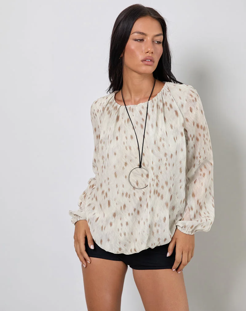 Chemisier oversize Seita, imprimé bambi ivoire