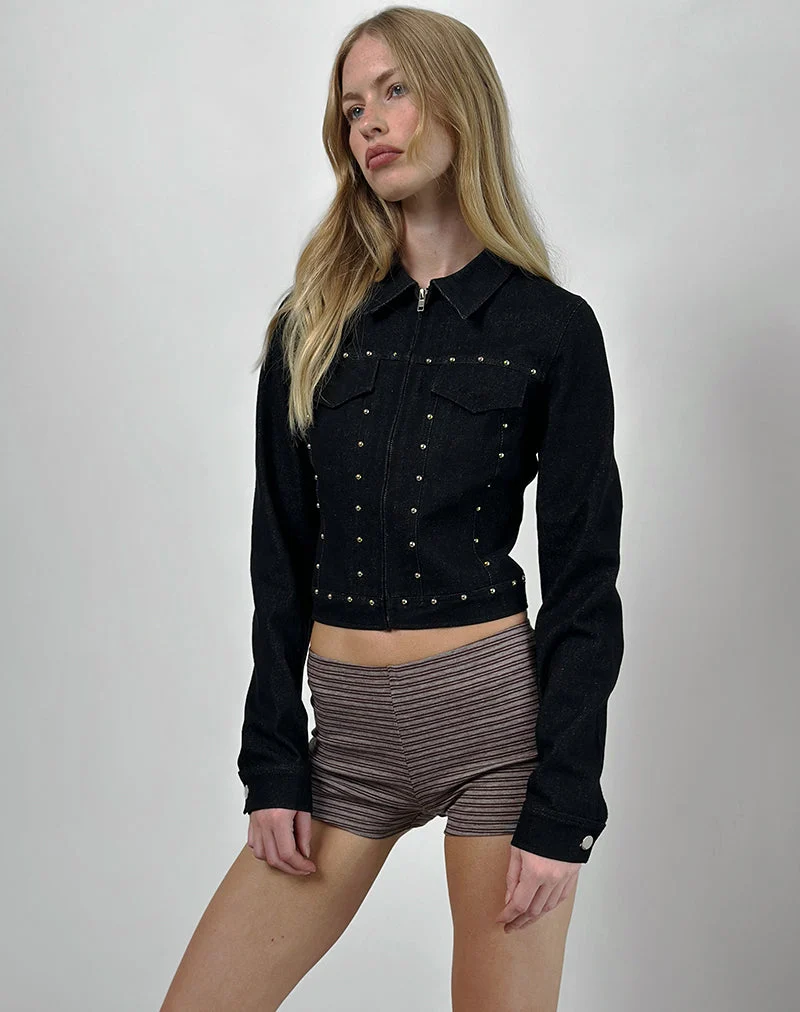 Veste Ronira Chambray Studs en noir