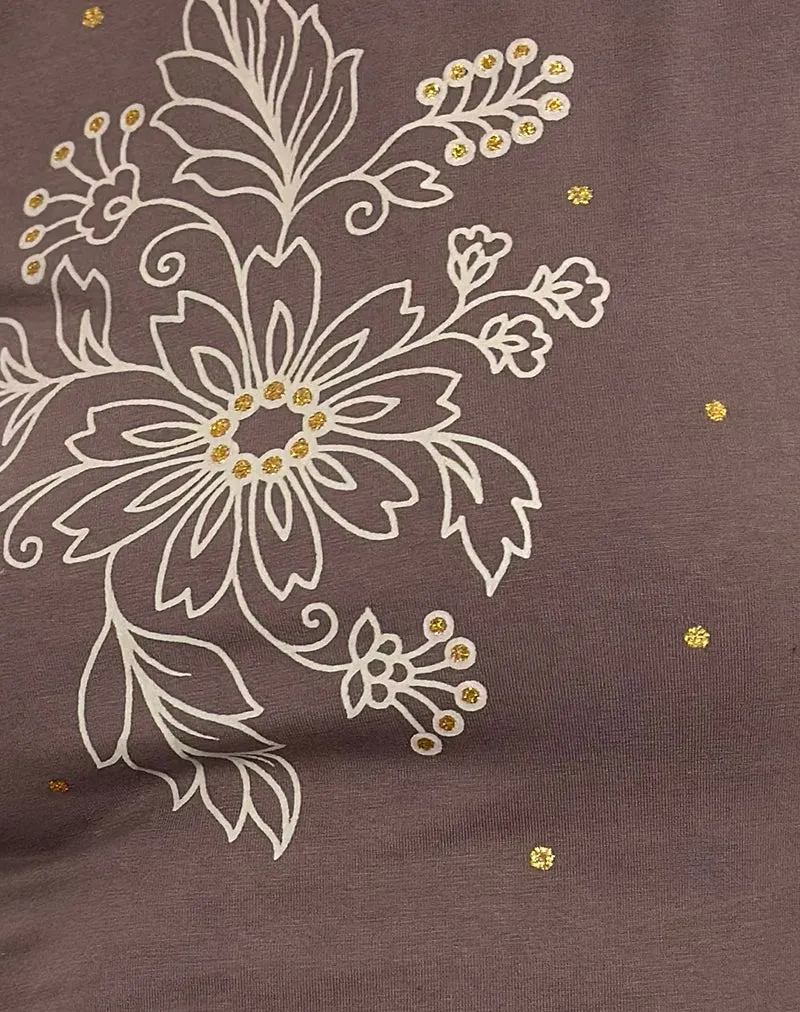Tee-shirt Sutin en paillettes florales Muscade
