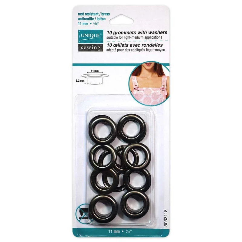 UNIQUE | Oeillets en 2 parties avec rondelles en plastique | 11 x 5.3mm (3/8″ x 3/16″) - 10 sets