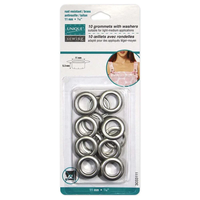 UNIQUE | Oeillets en 2 parties avec rondelles en plastique | 11 x 5.3mm (3/8″ x 3/16″) - 10 sets