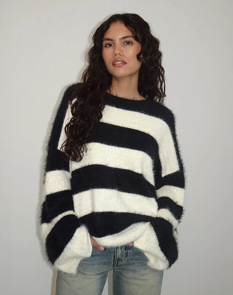 Pull Daya à rayures ivoire et noires