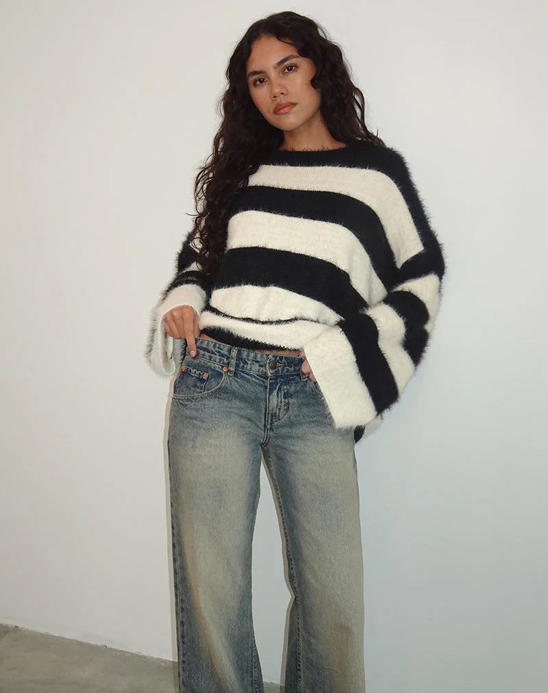 Pull Daya à rayures ivoire et noires