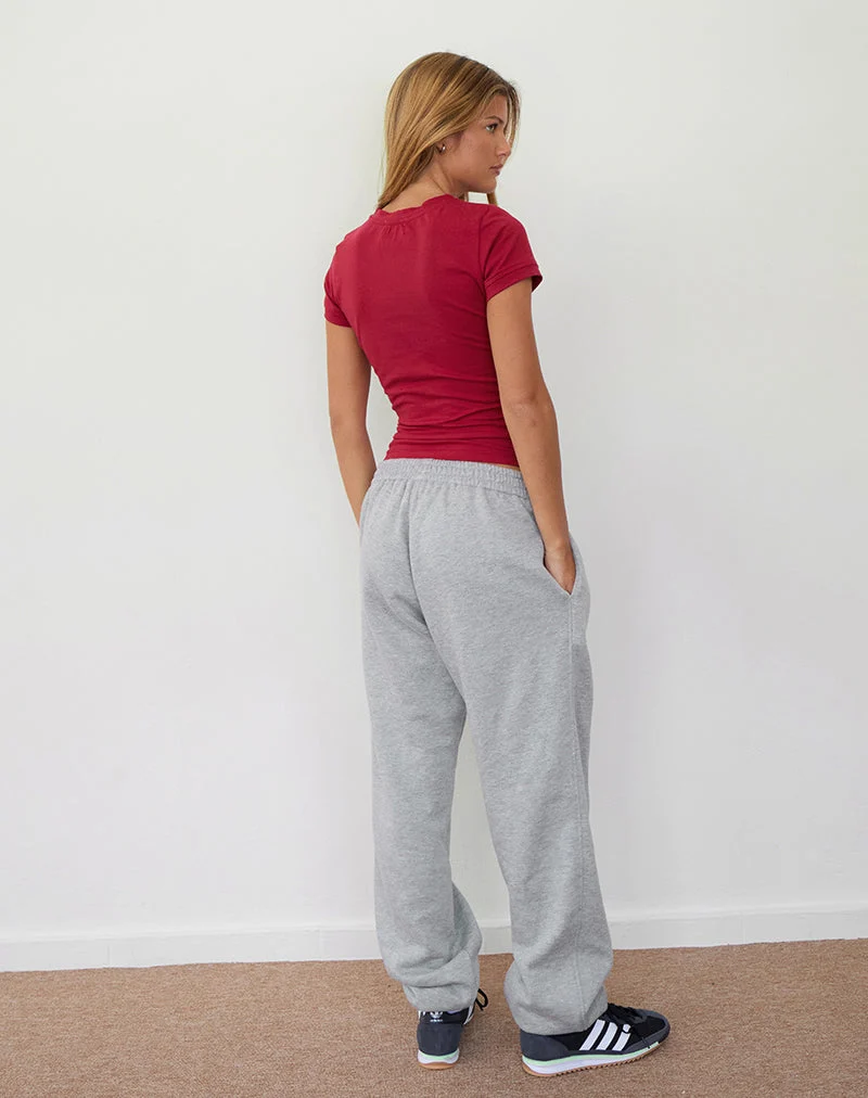Pantalon de jogging surdimensionné Emiko en gris chiné avec imprimé I Love 2010's