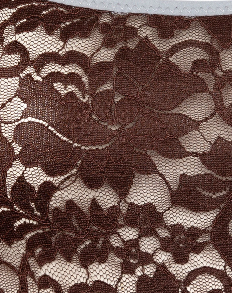 Redum Cami Top en dentelle chocolat avec bordure bleue