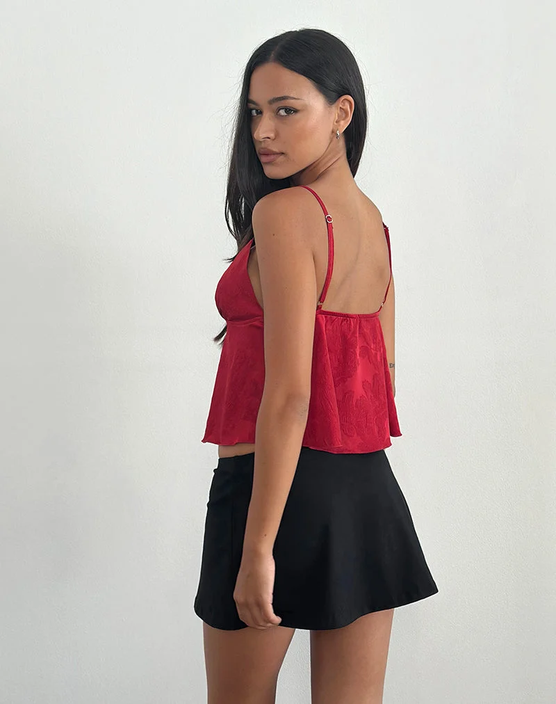 Top Marinda en jacquard de satin Bourgogne