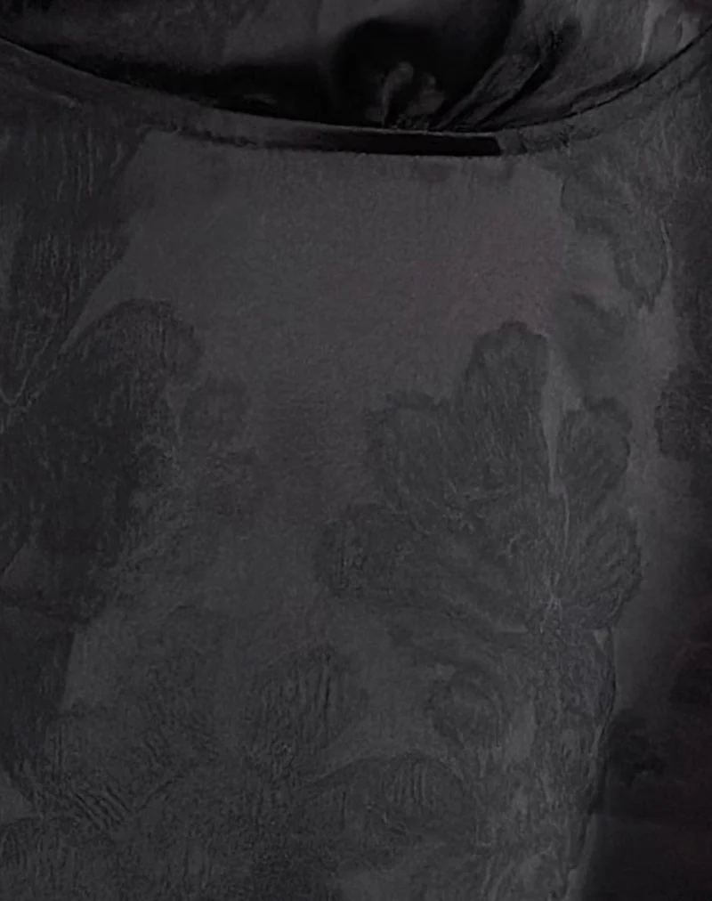 Marinda Top in Satin Jacquard Black